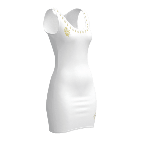 Women's White/Gold Summer Dress